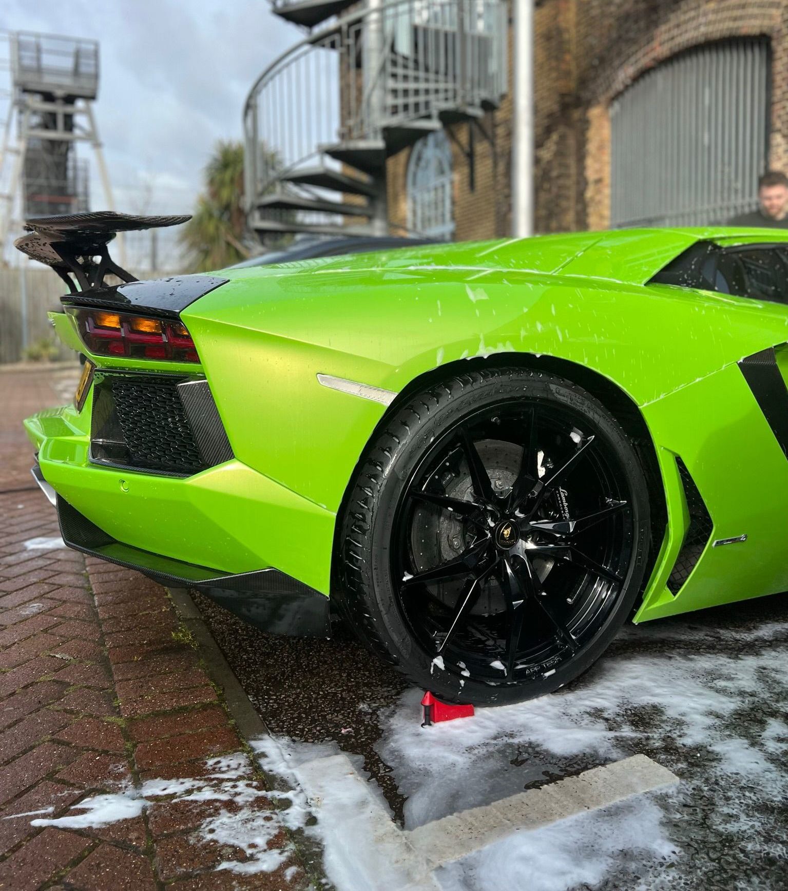 Lamborghini super car side view after wash for valet and coating by JP detailing and dents in Essex